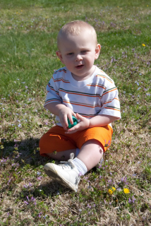 boy in orange shorts